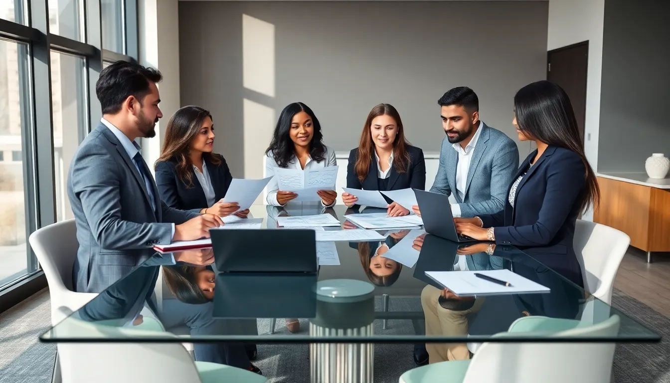diverse team discussing tax planning strategies in a modern office.